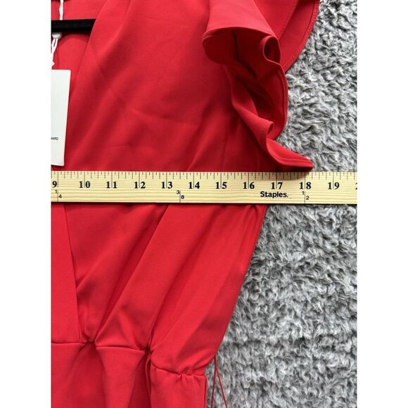 Amanda Uprichard Martinique Dress Red Midi Tulip V Neck Ruffle Sleeve NWT Small - Picture 6 of 9